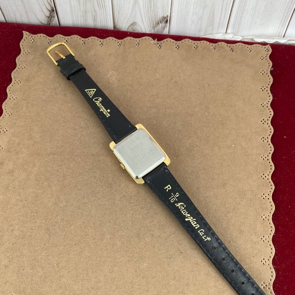 Vintage Jemis Tank Shaped Ladies Diamond Accent Black Dial Gold Plated Watch - Picture 7 of 8